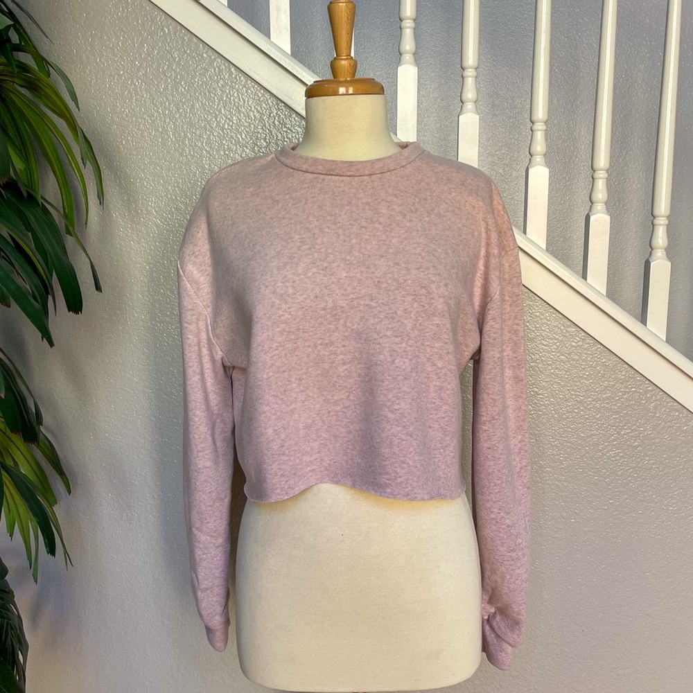 Topshop Light Pink Cropped Sweatshirt